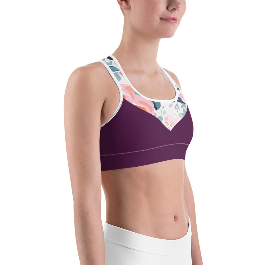 Floral (Plum) Sports Bra